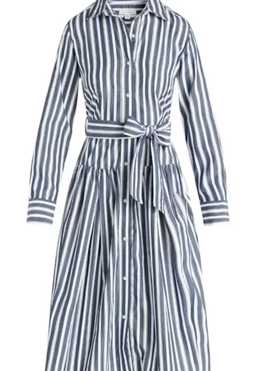 Free Assembly Cotton Maxi Shirtdress Belted Button Front Dress Pockets Size - Picture 2 of 8